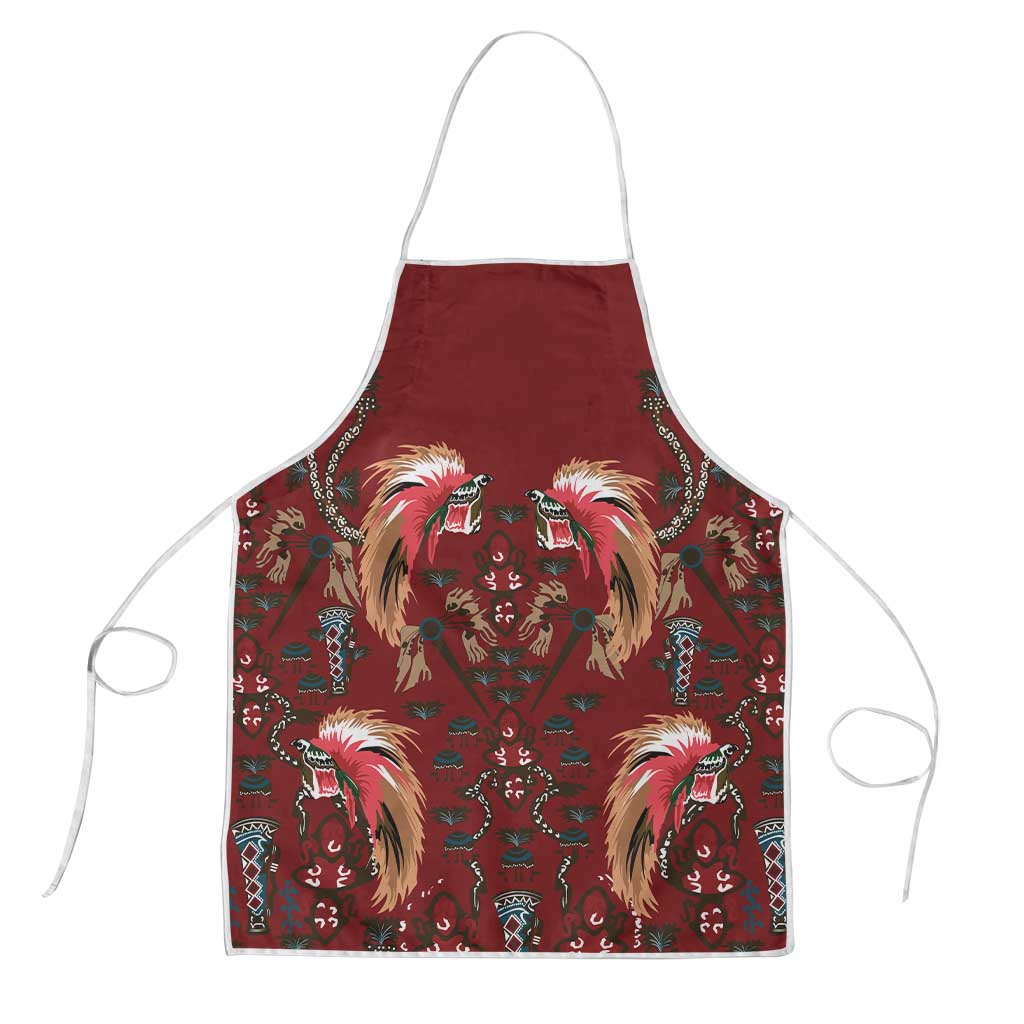 Oxblood Bird of Batik Papua Apron Exotic Natural Wealth of Papua - Polynesian Pride