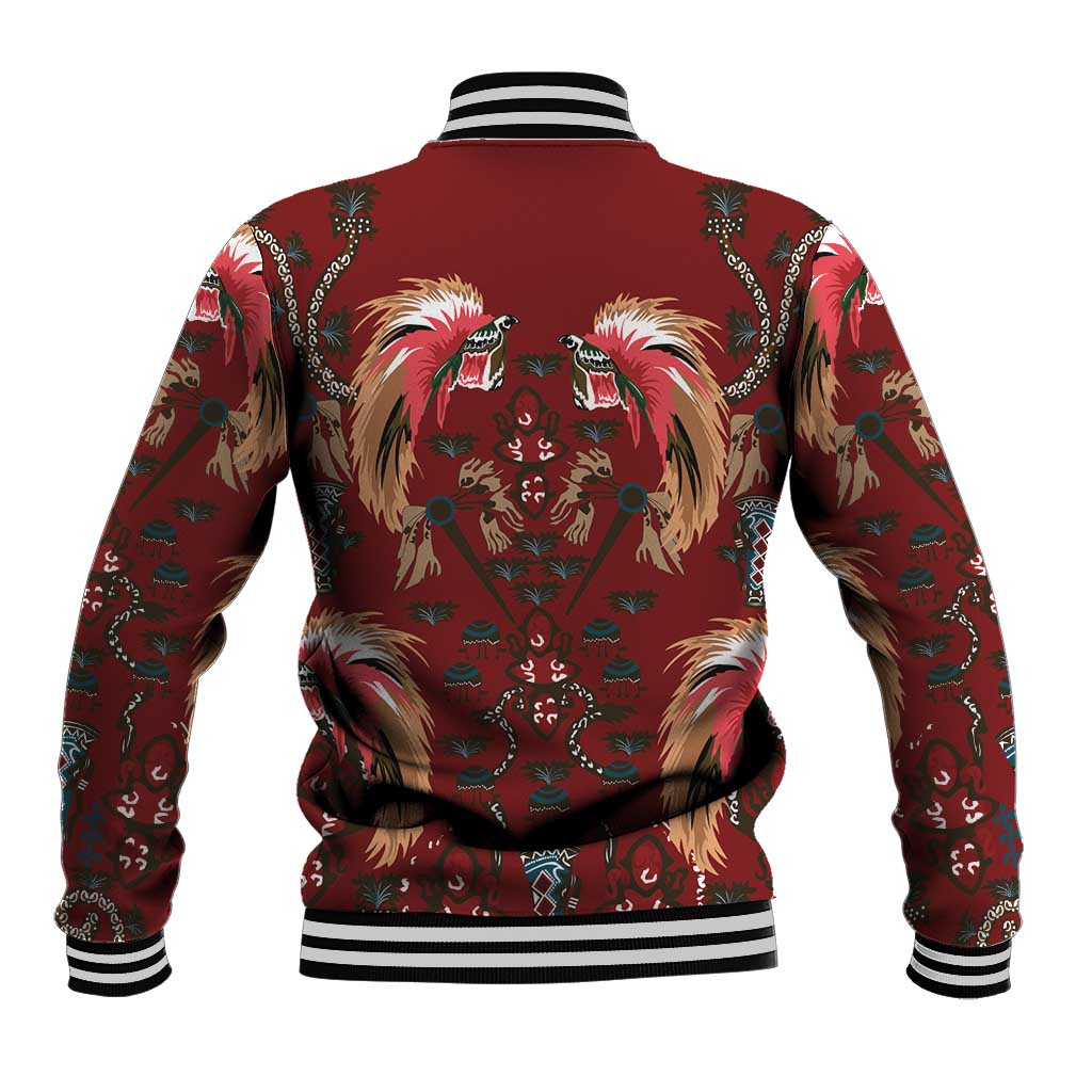 Oxblood Bird of Batik Papua Baseball Jacket Exotic Natural Wealth of Papua - Polynesian Pride