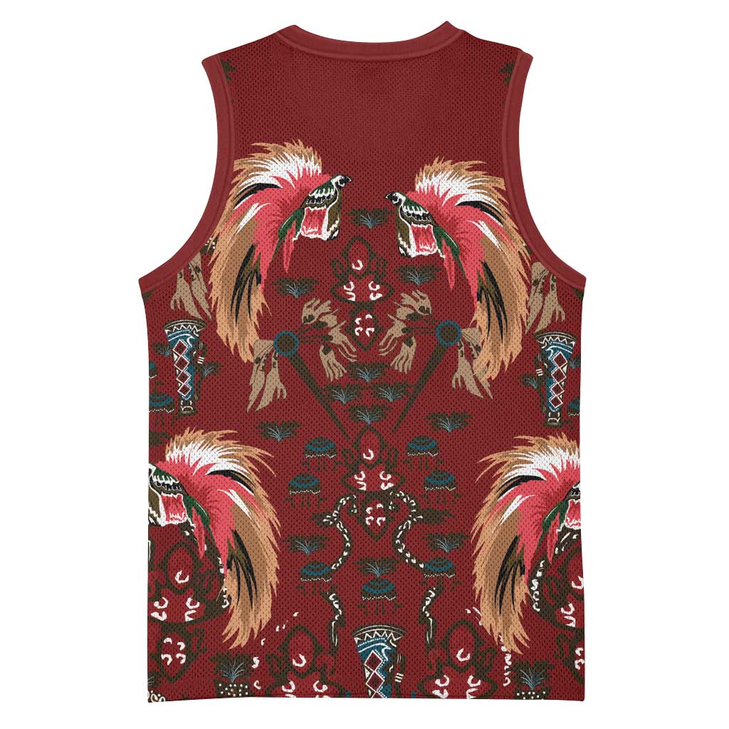 Oxblood Bird of Batik Papua Basketball Jersey Exotic Natural Wealth of Papua - Polynesian Pride
