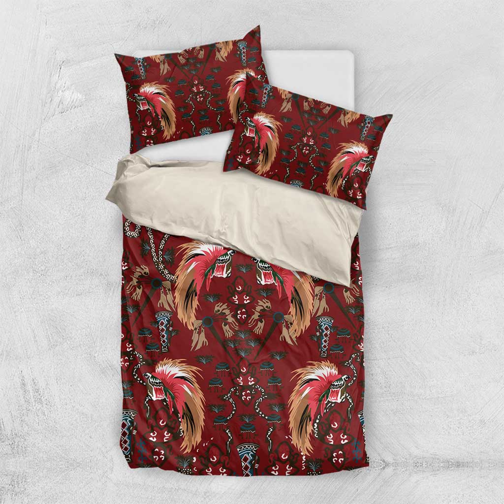 Oxblood Bird of Batik Papua Bedding Set Exotic Natural Wealth of Papua - Polynesian Pride