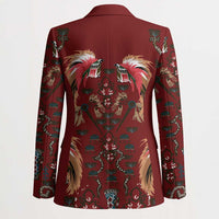 Oxblood Bird of Batik Papua Blazer Exotic Natural Wealth of Papua - Polynesian Pride