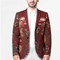Oxblood Bird of Batik Papua Blazer Exotic Natural Wealth of Papua - Polynesian Pride