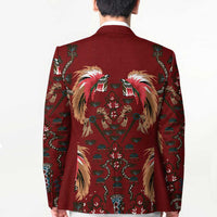 Oxblood Bird of Batik Papua Blazer Exotic Natural Wealth of Papua - Polynesian Pride