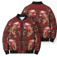 Oxblood Bird of Batik Papua Bomber Puffer Jacket Exotic Natural Wealth of Papua - Polynesian Pride
