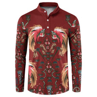 Oxblood Bird of Batik Papua Button Sweatshirt Exotic Natural Wealth of Papua LT9 Red - Polynesian Pride