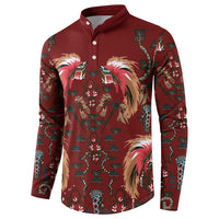 Oxblood Bird of Batik Papua Button Sweatshirt Exotic Natural Wealth of Papua LT9 - Polynesian Pride