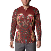 Oxblood Bird of Batik Papua Button Sweatshirt Exotic Natural Wealth of Papua LT9 - Polynesian Pride