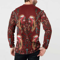 Oxblood Bird of Batik Papua Button Sweatshirt Exotic Natural Wealth of Papua LT9 - Polynesian Pride