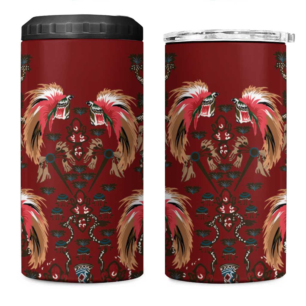 Oxblood Bird of Batik Papua 4 in 1 Can Cooler Tumbler Exotic Natural Wealth of Papua - Polynesian Pride