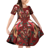 Oxblood Bird of Batik Papua Family Matching Off Shoulder Short Dress and Hawaiian Shirt Exotic Natural Wealth of Papua - Polynesian Pride