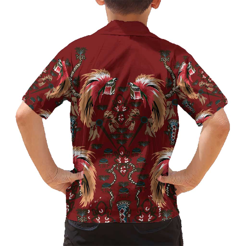 Oxblood Bird of Batik Papua Family Matching Short Sleeve Bodycon Dress and Hawaiian Shirt Exotic Natural Wealth of Papua - Polynesian Pride