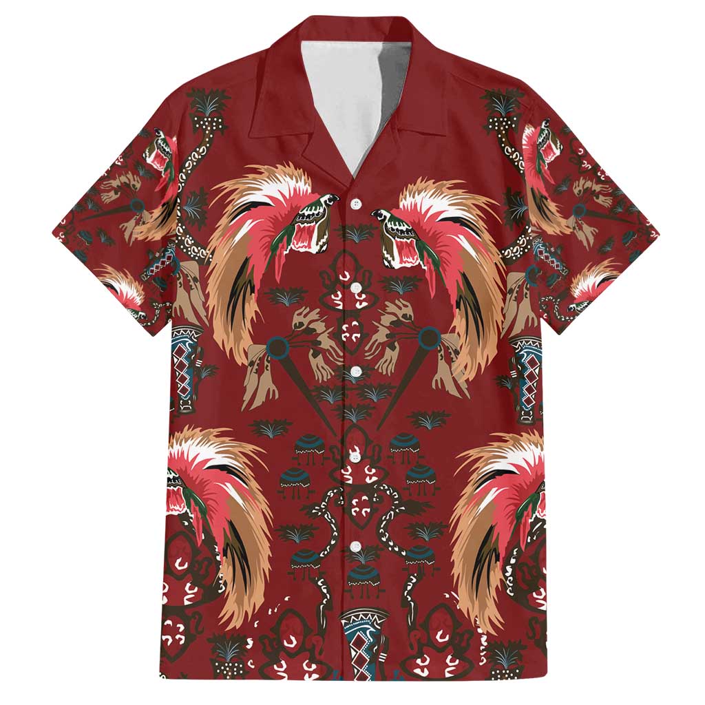 Oxblood Bird of Batik Papua Family Matching Tank Maxi Dress and Hawaiian Shirt Exotic Natural Wealth of Papua - Polynesian Pride