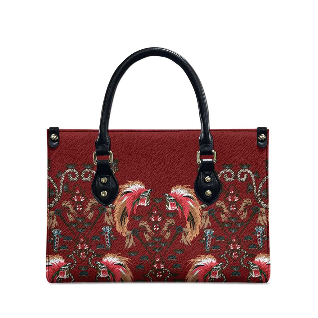 Oxblood Bird of Batik Papua Leather Bag Exotic Natural Wealth of Papua - Polynesian Pride
