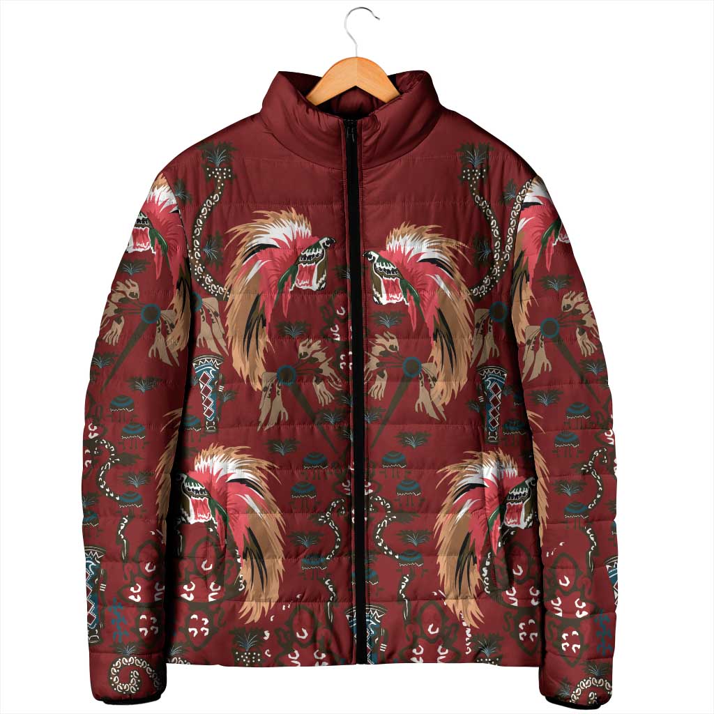 Oxblood Bird of Batik Papua Padded Jacket Exotic Natural Wealth of Papua - Polynesian Pride