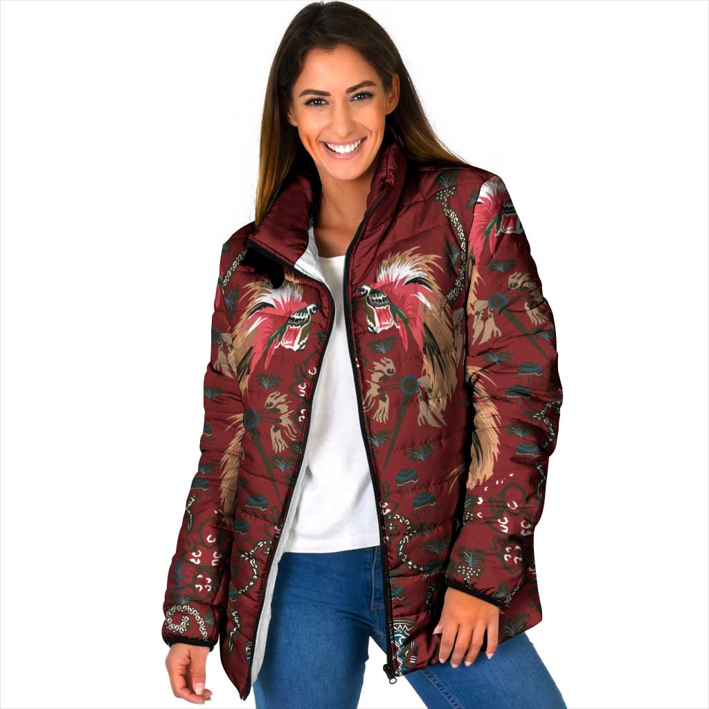Oxblood Bird of Batik Papua Padded Jacket Exotic Natural Wealth of Papua - Polynesian Pride