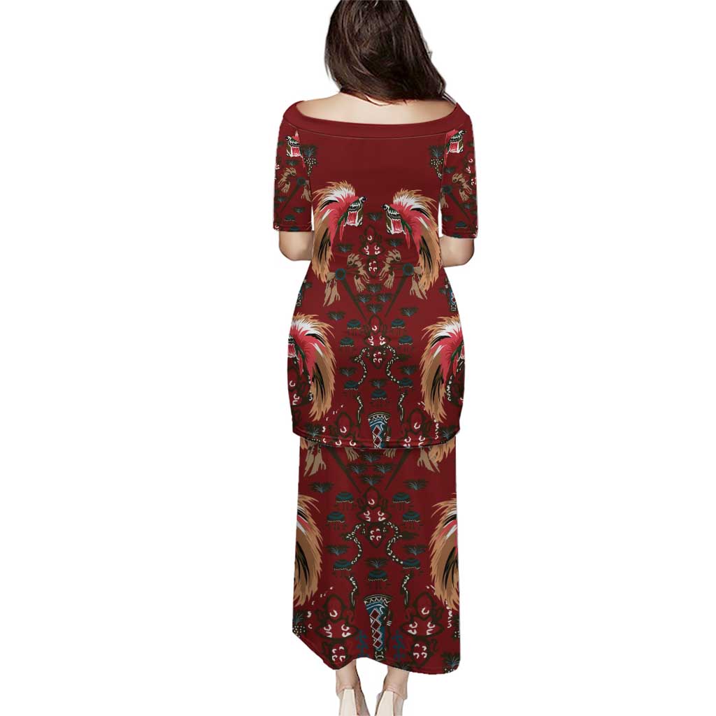 Oxblood Bird of Batik Papua Puletasi Exotic Natural Wealth of Papua - Polynesian Pride