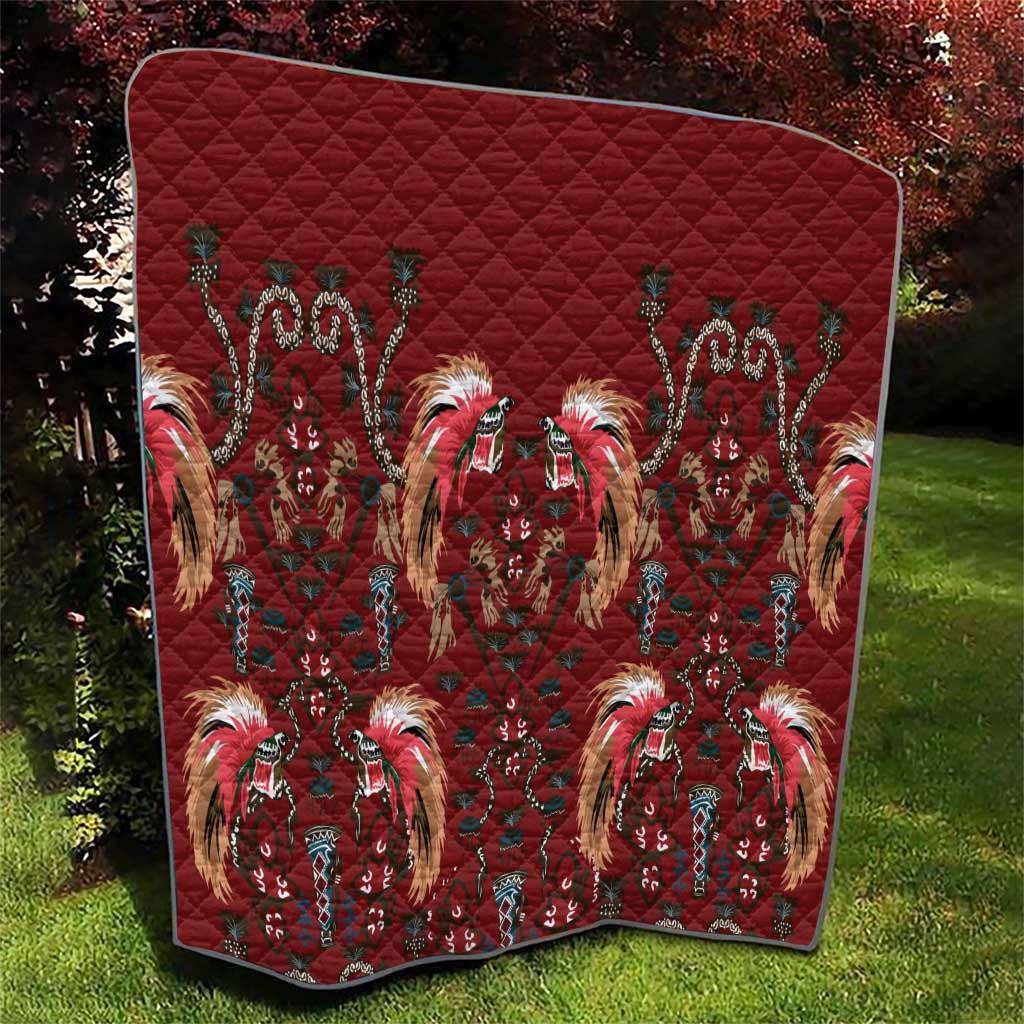 Oxblood Bird of Batik Papua Quilt Exotic Natural Wealth of Papua - Polynesian Pride