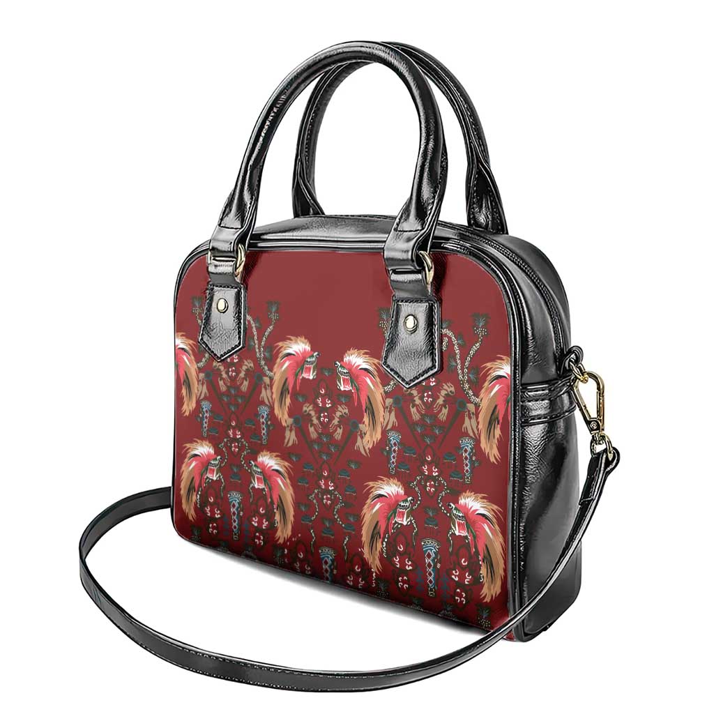 Oxblood Bird of Batik Papua Shoulder Handbag Exotic Natural Wealth of Papua - Polynesian Pride