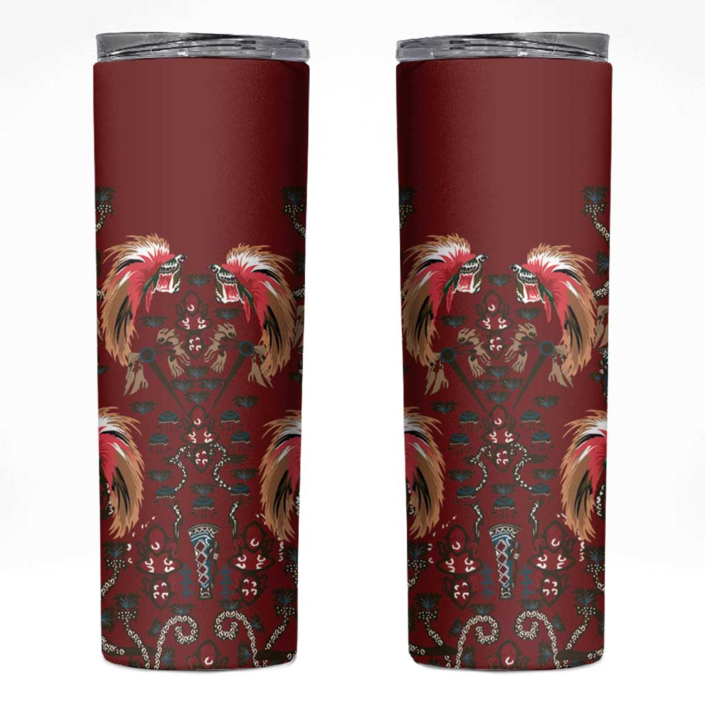Oxblood Bird of Batik Papua Skinny Tumbler Exotic Natural Wealth of Papua - Polynesian Pride