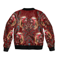 Oxblood Bird of Batik Papua Sleeve Zip Bomber Jacket Exotic Natural Wealth of Papua - Polynesian Pride