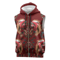 Oxblood Bird of Batik Papua Sleeveless Zip Hoodie Exotic Natural Wealth of Papua - Polynesian Pride