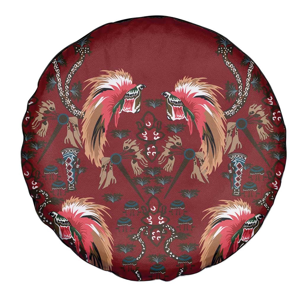 Oxblood Bird of Batik Papua Spare Tire Cover Exotic Natural Wealth of Papua - Polynesian Pride