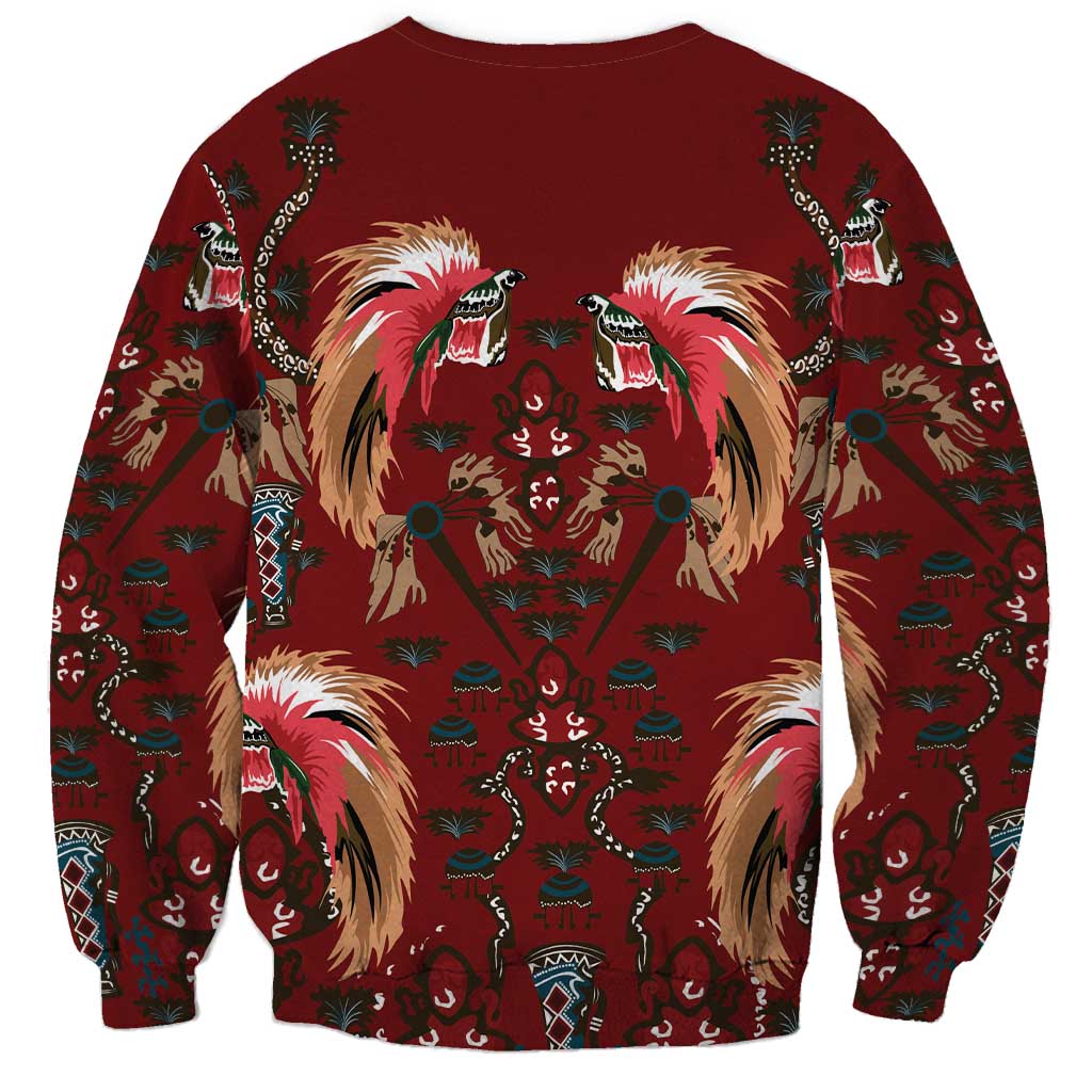 Oxblood Bird of Batik Papua Sweatshirt Exotic Natural Wealth of Papua LT9 - Polynesian Pride