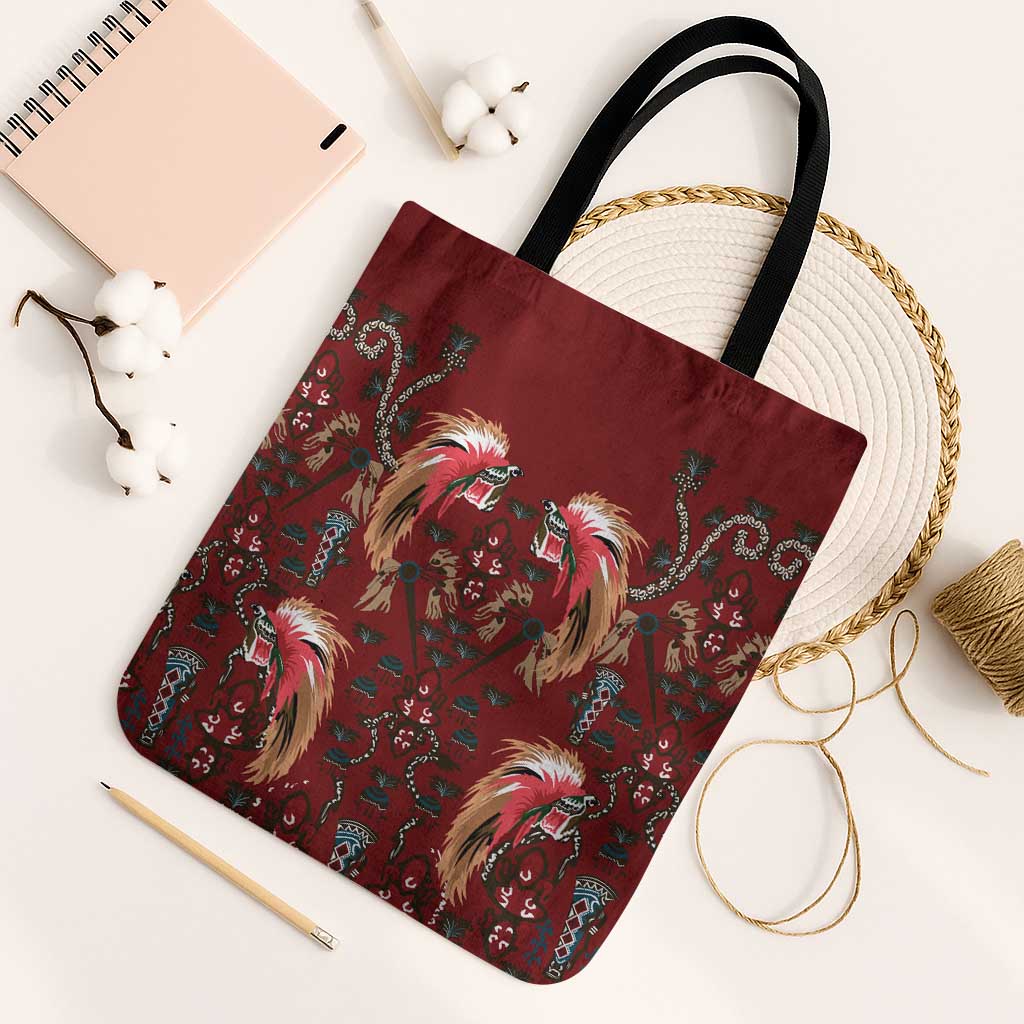 Oxblood Bird of Batik Papua Tote Bag Exotic Natural Wealth of Papua - Polynesian Pride