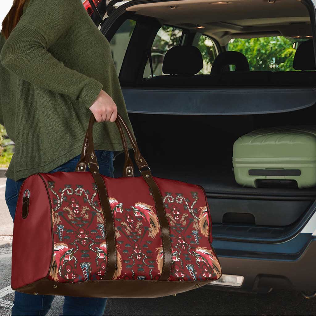 Oxblood Bird of Batik Papua Travel Bag Exotic Natural Wealth of Papua - Polynesian Pride
