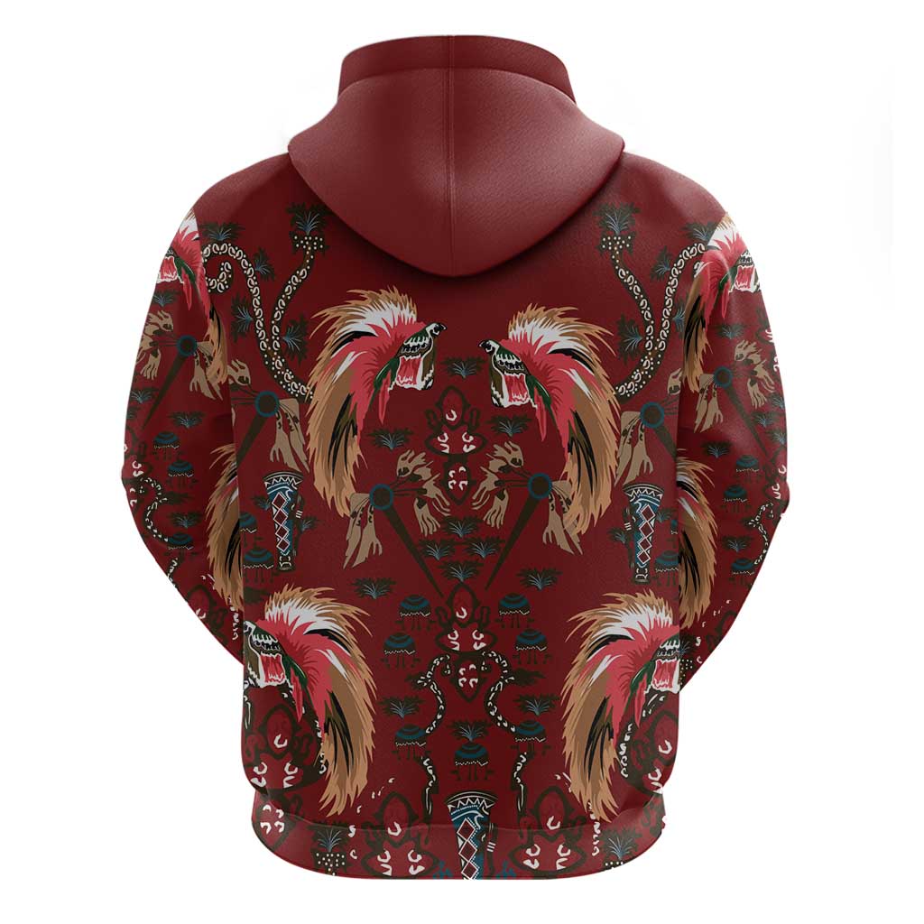 Oxblood Bird of Batik Papua Zip Hoodie Exotic Natural Wealth of Papua - Polynesian Pride