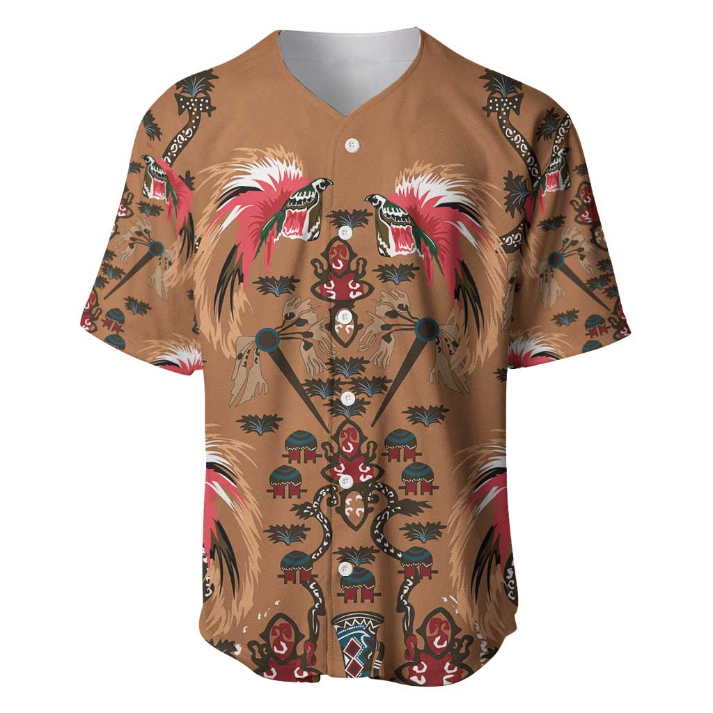 Terracotta Bird of Batik Papua Baseball Jersey Exotic Natural Wealth of Papua - Polynesian Pride
