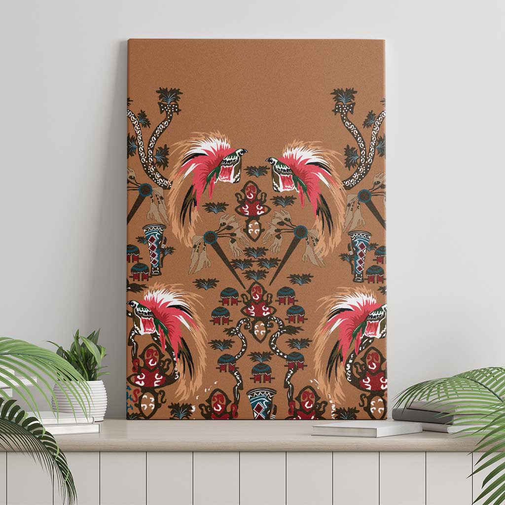 Terracotta Bird of Batik Papua Canvas Wall Art Exotic Natural Wealth of Papua - Polynesian Pride