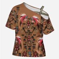 Terracotta Bird of Batik Papua Cross Shoulder Shirt Exotic Natural Wealth of Papua - Polynesian Pride