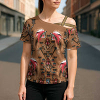 Terracotta Bird of Batik Papua Cross Shoulder Shirt Exotic Natural Wealth of Papua - Polynesian Pride