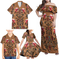 Terracotta Bird of Batik Papua Family Matching Off Shoulder Maxi Dress and Hawaiian Shirt Exotic Natural Wealth of Papua - Polynesian Pride