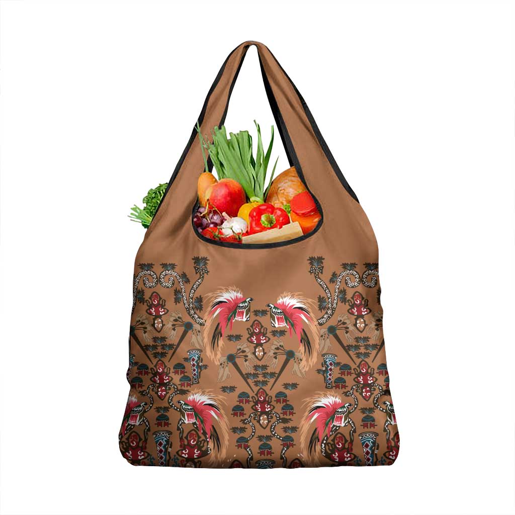 Terracotta Bird of Batik Papua Grocery Bag Exotic Natural Wealth of Papua - Polynesian Pride