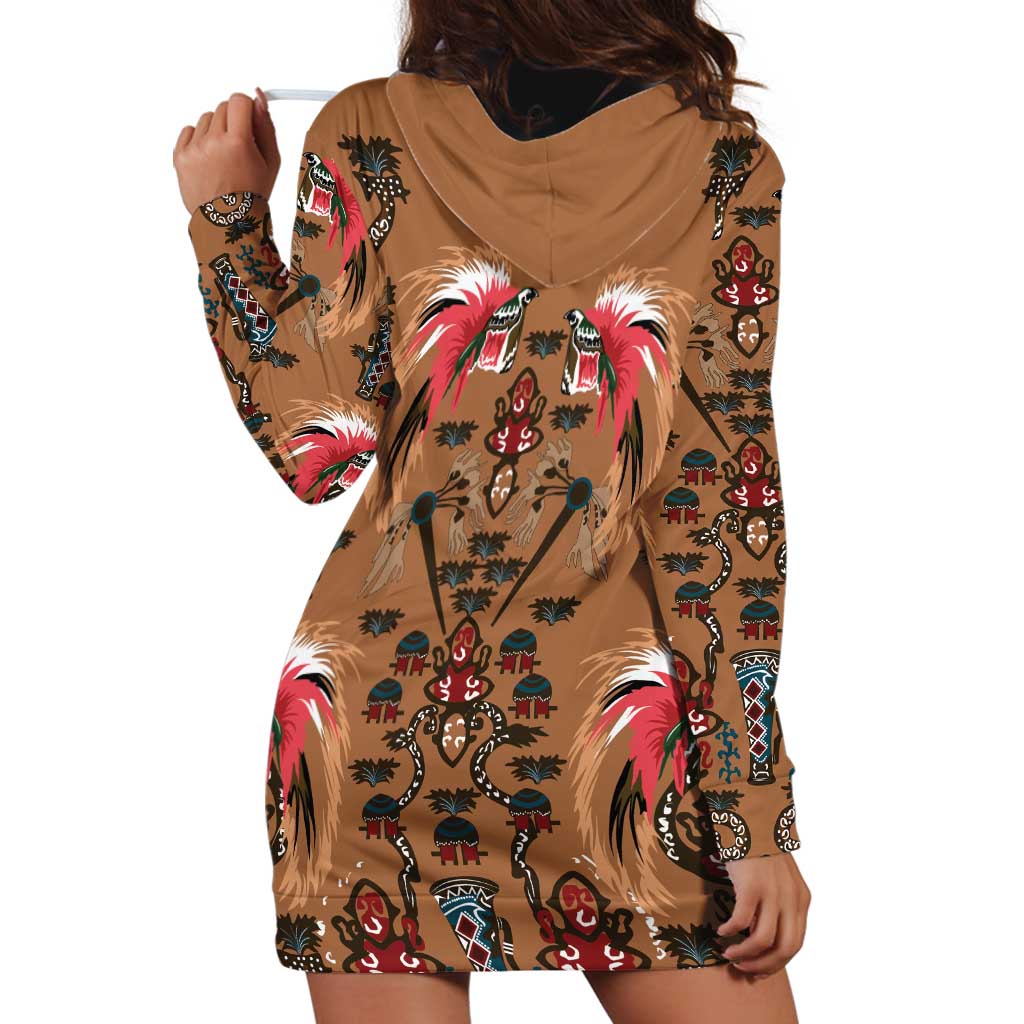 Terracotta Bird of Batik Papua Hoodie Dress Exotic Natural Wealth of Papua - Polynesian Pride