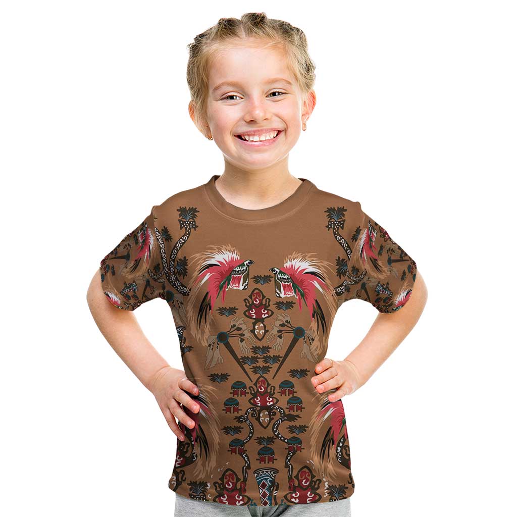 Terracotta Bird of Batik Papua Kid T Shirt Exotic Natural Wealth of Papua - Polynesian Pride