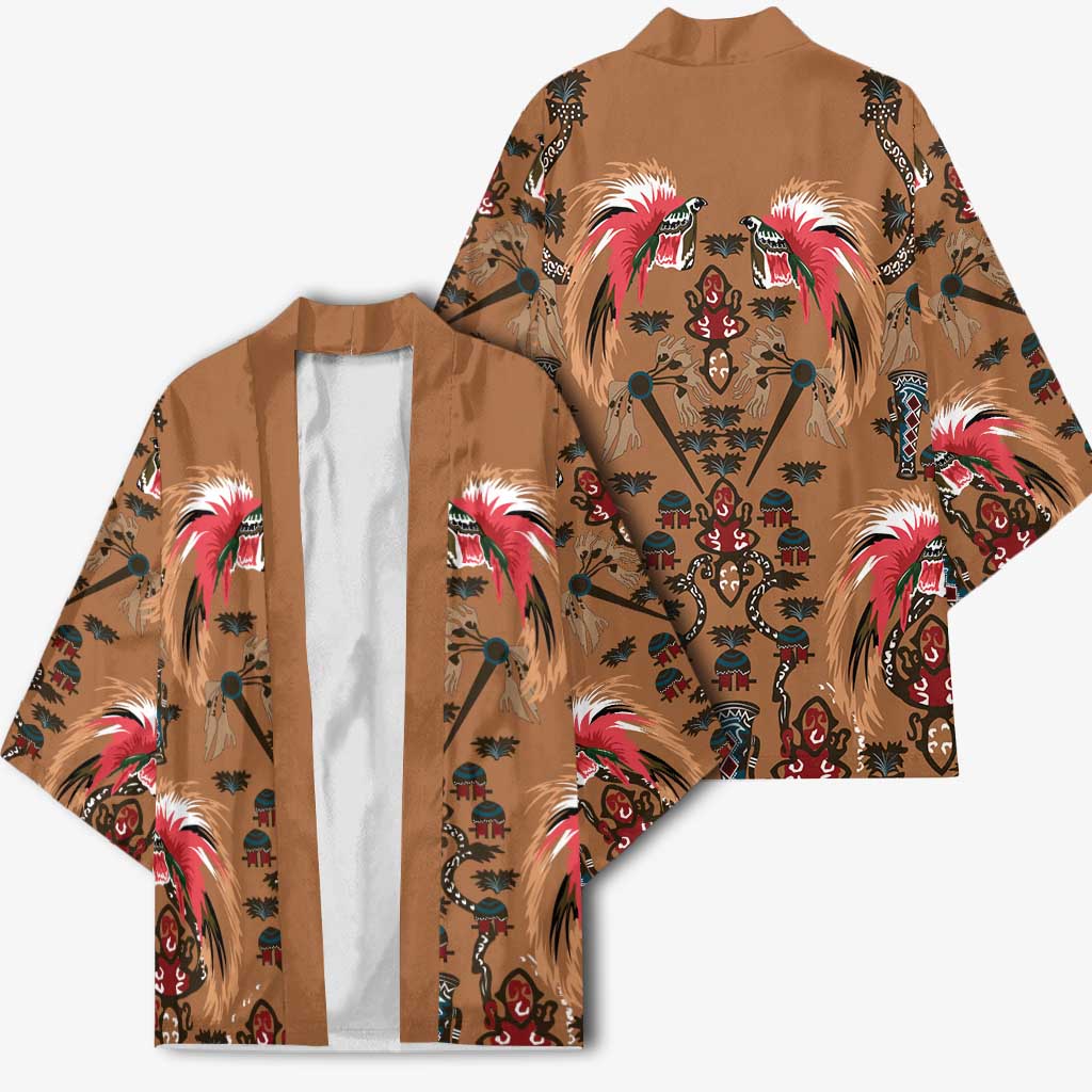 Terracotta Bird of Batik Papua Kimono Exotic Natural Wealth of Papua - Polynesian Pride