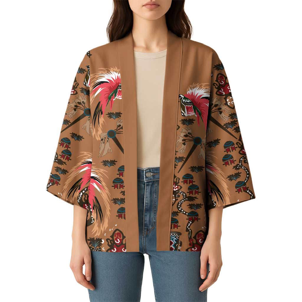 Terracotta Bird of Batik Papua Kimono Exotic Natural Wealth of Papua - Polynesian Pride