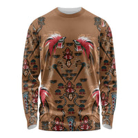 Terracotta Bird of Batik Papua Long Sleeve Shirt Exotic Natural Wealth of Papua - Polynesian Pride
