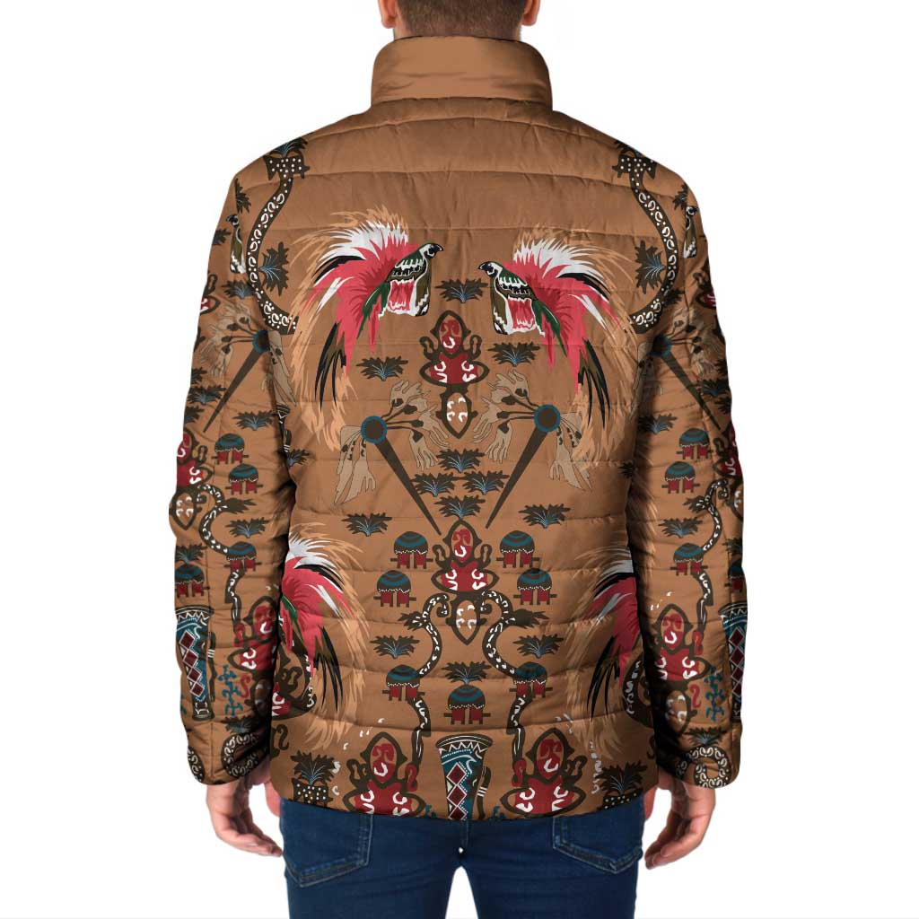 Terracotta Bird of Batik Papua Padded Jacket Exotic Natural Wealth of Papua - Polynesian Pride
