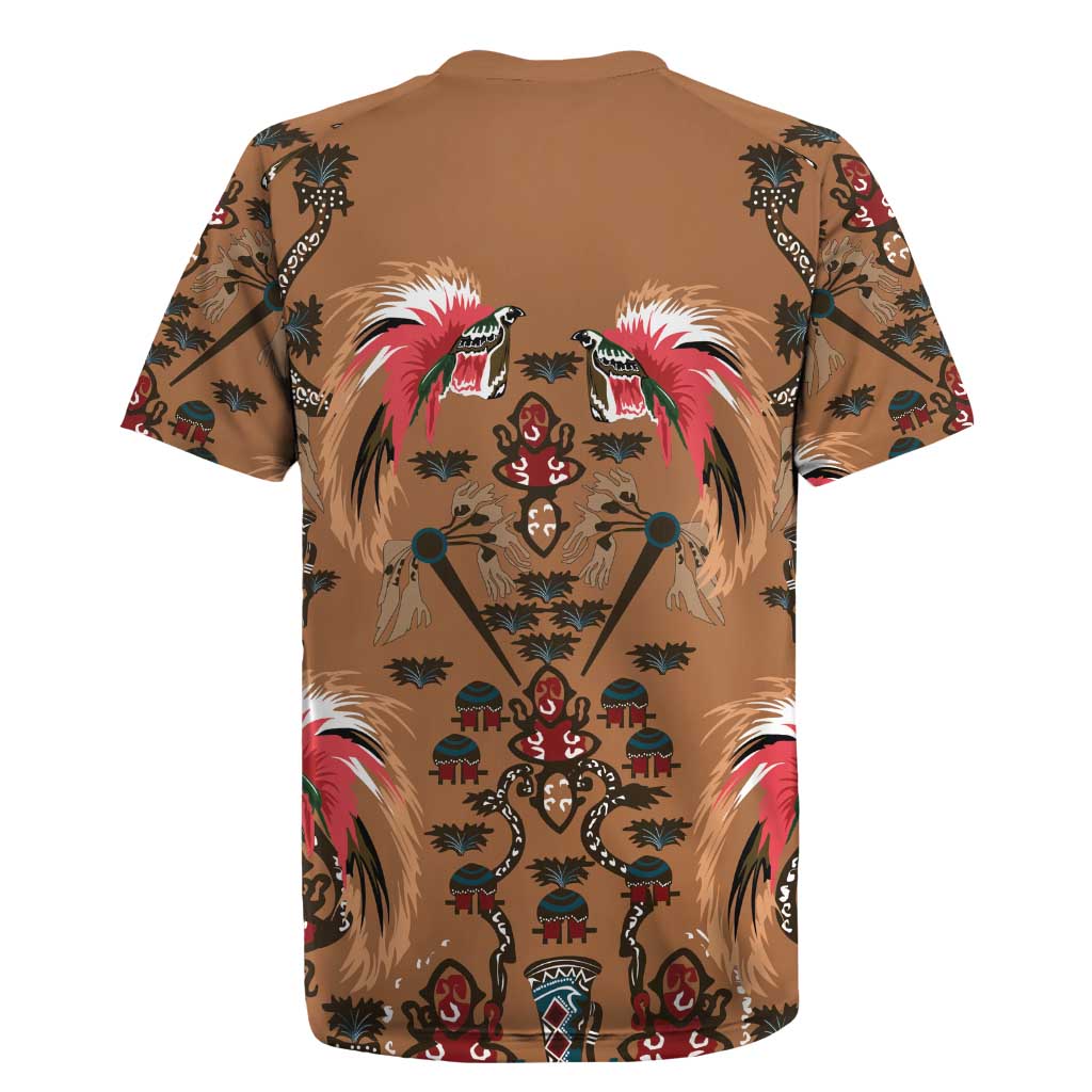 Terracotta Bird of Batik Papua Rugby Jersey Exotic Natural Wealth of Papua - Polynesian Pride