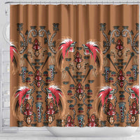 Terracotta Bird of Batik Papua Shower Curtain Exotic Natural Wealth of Papua - Polynesian Pride
