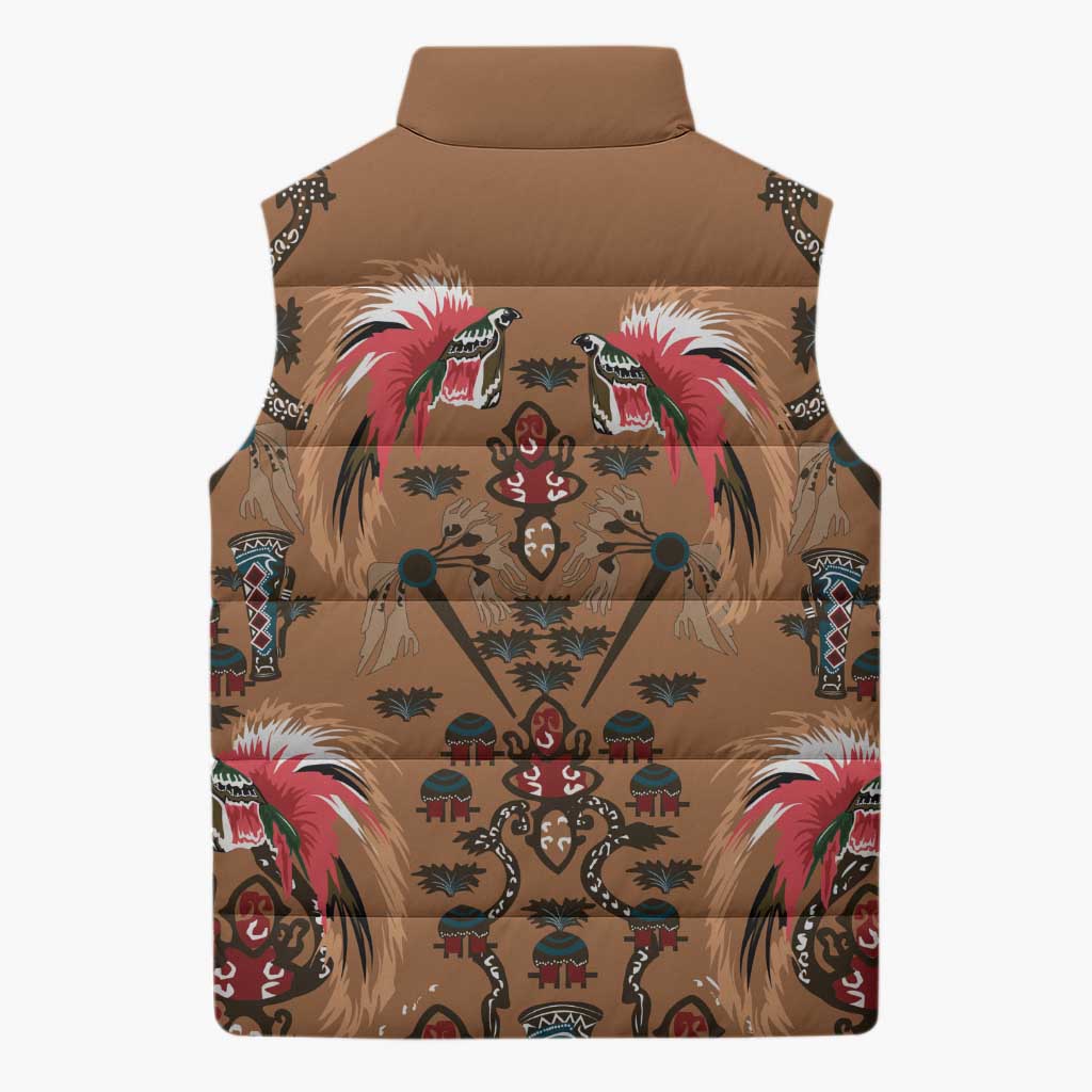 Terracotta Bird of Batik Papua Sleeveless Puffer Jacket Exotic Natural Wealth of Papua - Polynesian Pride