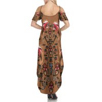 Terracotta Bird of Batik Papua Summer Maxi Dress Exotic Natural Wealth of Papua - Polynesian Pride