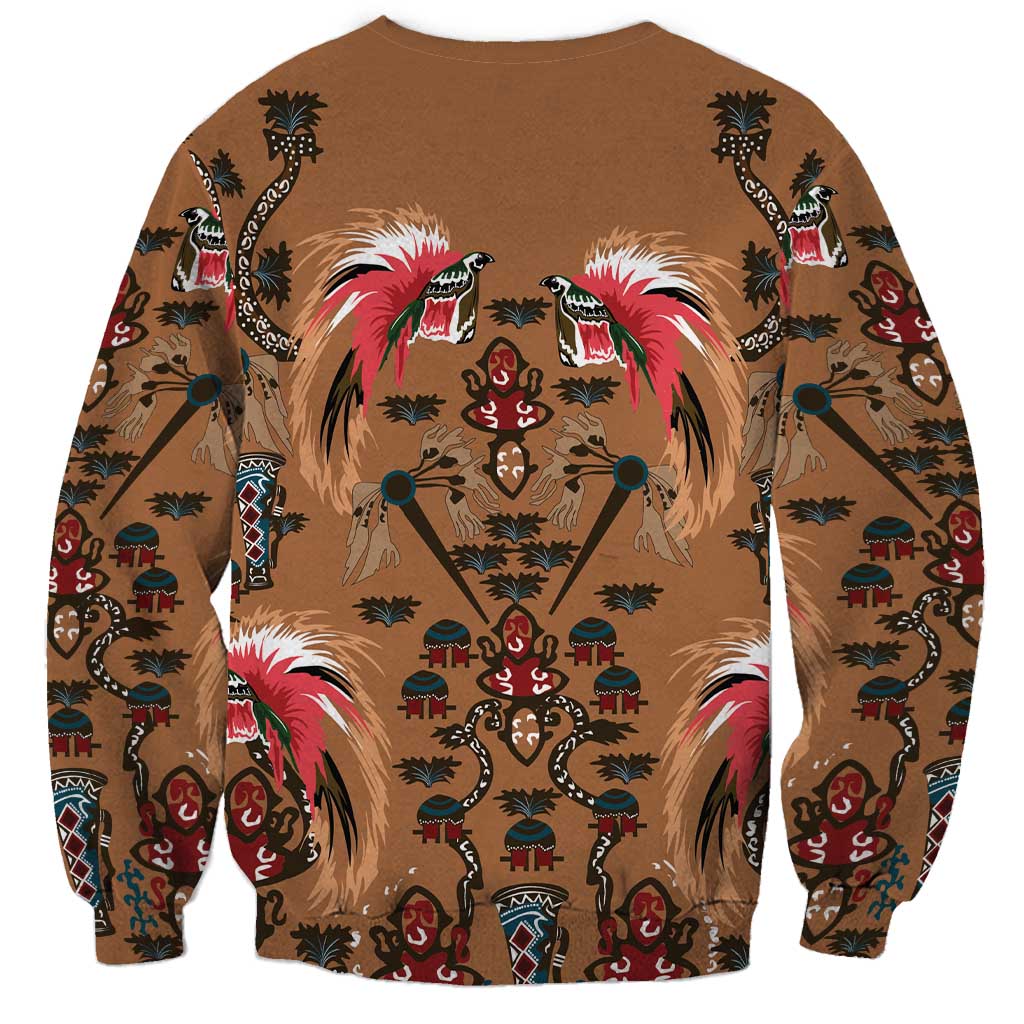 Terracotta Bird of Batik Papua Sweatshirt Exotic Natural Wealth of Papua - Polynesian Pride