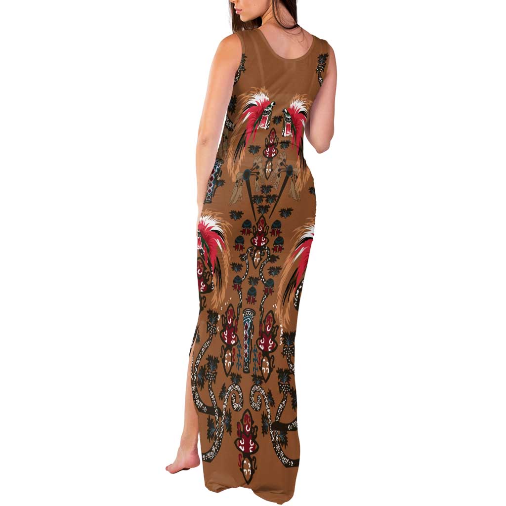 Terracotta Bird of Batik Papua Tank Maxi Dress Exotic Natural Wealth of Papua - Polynesian Pride