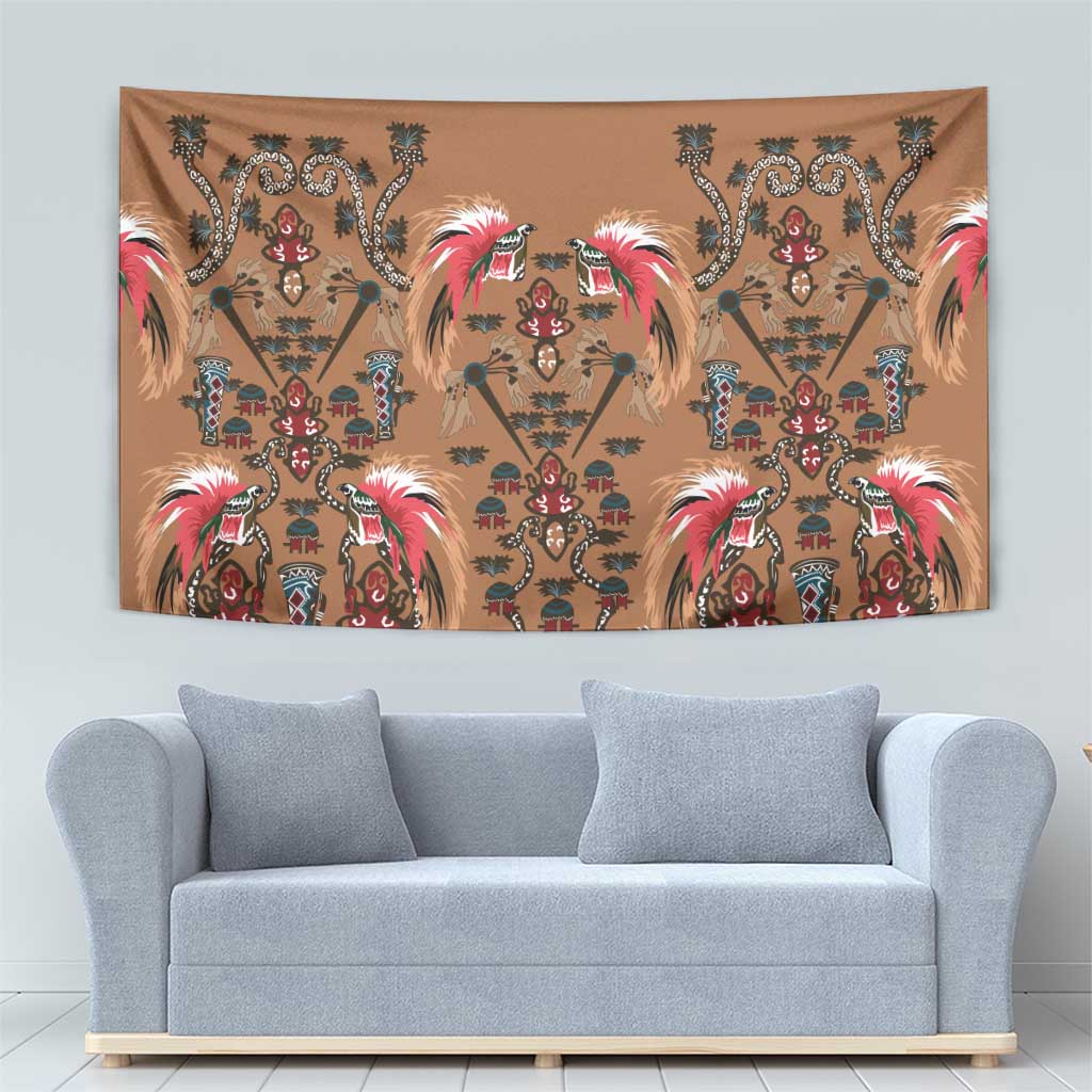 Terracotta Bird of Batik Papua Tapestry Exotic Natural Wealth of Papua LT9 - Polynesian Pride