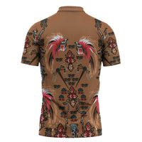 Terracotta Bird of Batik Papua Zipper Polo Shirt Exotic Natural Wealth of Papua - Polynesian Pride